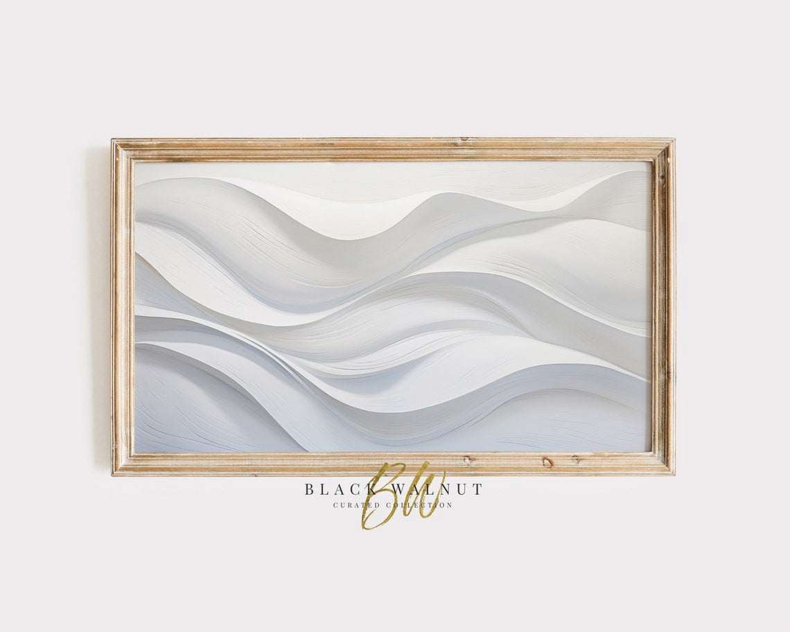 Screen Scaver Abstract Modern White Abstract Wall Art, Waves, Minimalist Simple Screensaver ...
