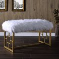 thumbnail image 1 of Modern White And Gold Bench With Faux Fur Upholstery For Bedroom Elegant Metal Cozy, 1 of 2