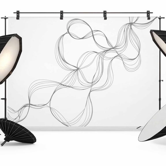 Modern White Backdrop for Photography,Fabric Photo Background Backdrop,Minimalist Abstract Ribbon A Sketch Rt Photo Booth Background for Portrait Photoshoot Video Wedding Studio Decor Banner 7x5ft