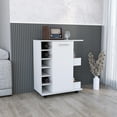 thumbnail image 1 of Modern White Bar Cart With And Storage, 6 Wine Rack, Engineered Wood For Living Space 2 Storage Shelves, 6-wine Bottle Rack Smooth-rolling , Area, 1 of 4