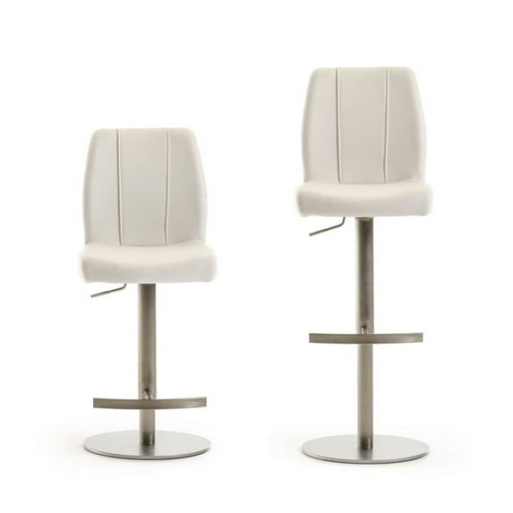 HomeRoots Steel, Leatherette Modern White Bar Stool