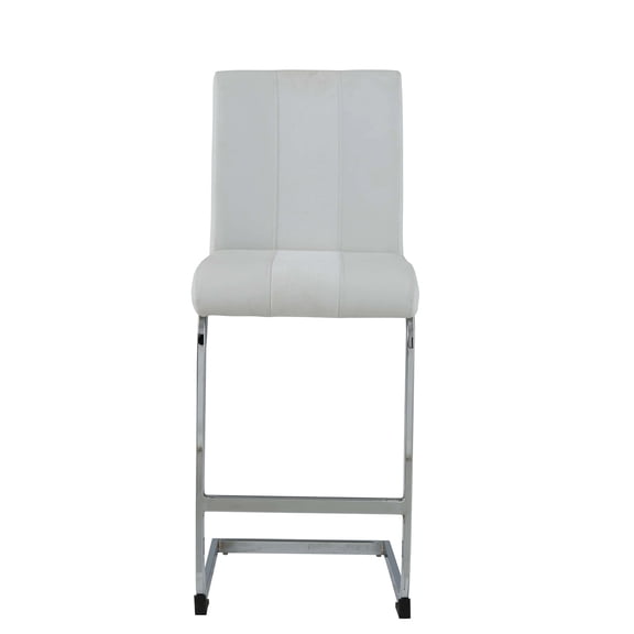 Modern White Bar Stools ( Of 4) - L Shaped Legs, Metal Footrest, Rectangular, Foam Filled, Clean Easily (4) Easy To Wipe