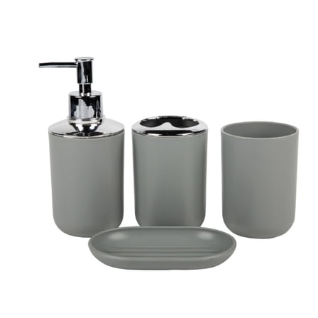 lanema Bathroom Counter Organizers 4Pcs Plastic Soap Dispenser Tray With Natural Accent