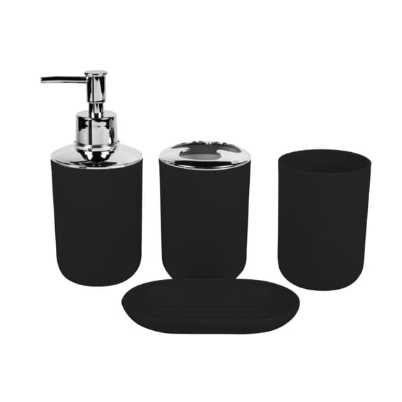 lanema Bathroom Counter Organizers 4Pcs Plastic Soap Dispenser Tray With Natural Accent