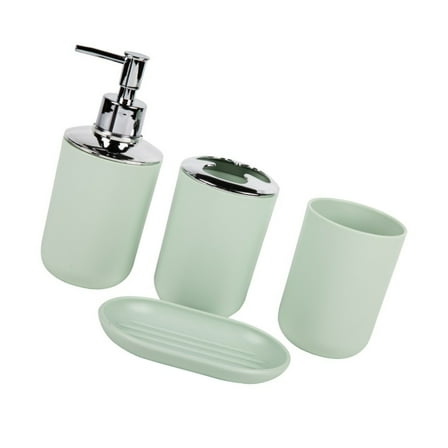 Modern White Bathroom Storage Set With Toothbrush Holder Soap Dish Dispenser Tray Plastic Organizers Set Of 4