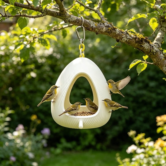 Modern White Birdhouse, Chew Proof Bird Nest for Cockatiel & Budgie, Warm-Keeping Egg Pod for Patio & Garden Decor