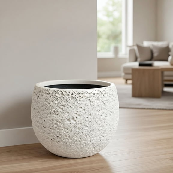 Modern White Bubble Textured Ceramic Planter Pot - Round Speckled Relief Design with Drainage Hole, Indoor Outdoor Succulent Flower Pot Home Decor