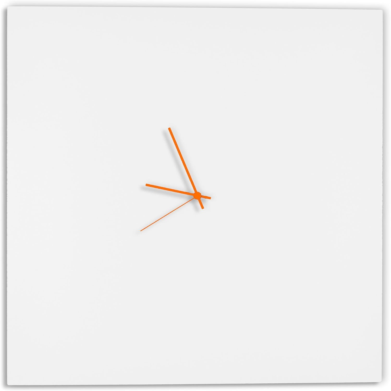 Modern White Clock 'Whiteout Orange Square Clock Large' Minimalist