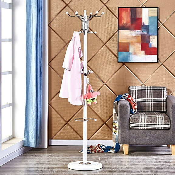 Modern White Coat Rack, Freestanding Coat Rack, Coat Rack with Shelf Coat Rack for Hanging Clothes, Hats, Bags, Scarves, and Other Items