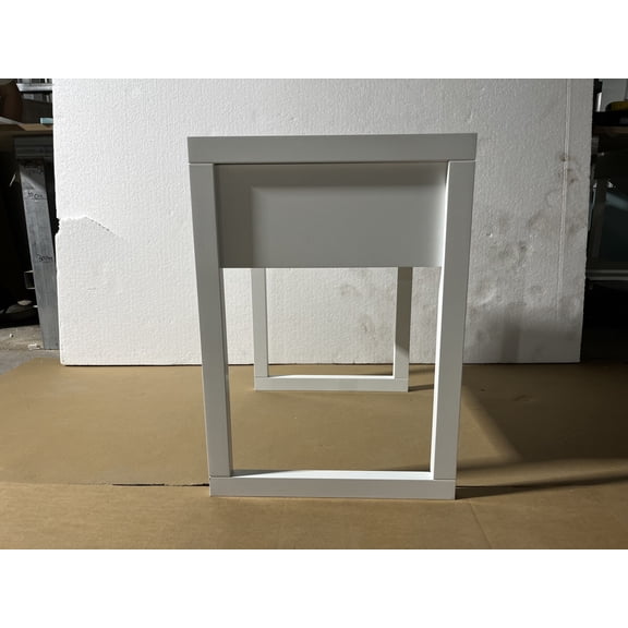 Modern White Compact Nightstand with Storage Drawer, Minimalist Bedside Table for Small Bedrooms & Apartments, Easy Assembly & Wood Knob