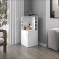 thumbnail image 1 of Modern White Corner Bar Cabinet with Wine Rack, Open Shelves & Hidden Storage | Particle Board | Melamine, 1 of 8