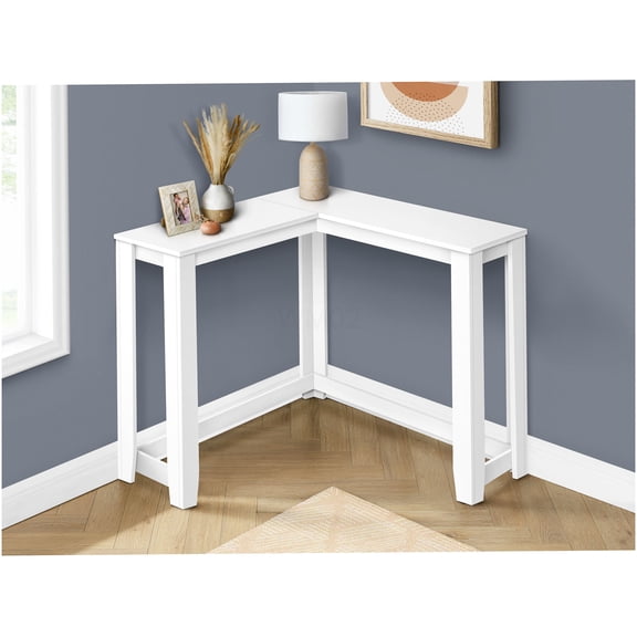 Modern White Corner Console Table, Slim Entryway Sofa Table for Small Spaces, Accent Table for Living Room, Bedroom, Hallway