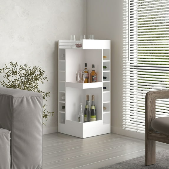 Modern White Corner Liquor Cabinet With 14 For Wine Bottles Bar A Contemporary Vibe