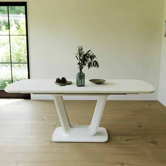 Modern White Dining Table With U-shaped Legs For A Fashionable Flair Elegant Home And Office Use