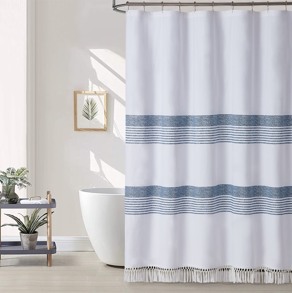 Nea Cotton Printed Shower Curtain with Trims