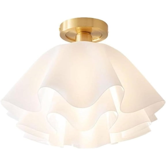 Modern White Flower Shaped Ceiling Lamps, Semi-Flush Mount Ceiling Light Fixtures, Minimalist Copper Close To Ceiling Light, For Hallway Dining Room