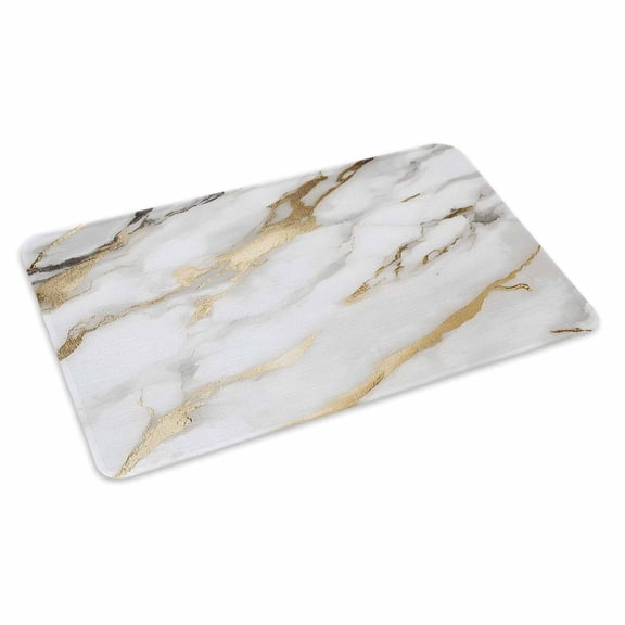 Modern White Gold Doormat Outdoor Entrance 24"x36", Abstract Marble Geometric Absorb Moisture Dirt Door Mats, Non-Slip Rubber Backing Floor Mats Indoor, Low-Profile Front Door Rugs