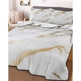 thumbnail image 1 of Modern White Gold King Size Down Alternative Comforter, Lightweight Comforter Quilt Bedding Set with Pillow Shams Abstract Marble Geometric All Seasons Bed Comforter Duvet Insert 96"x106", 1 of 7