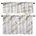 thumbnail image 1 of Modern White Gold Kitchen Curtains Sets for Windows 24 Inch Length, Abstract Marble Geometric Rod Pocket Window Treatments Tier Curtains and Valances Set for Bedroom/Bathroom, 1 of 8