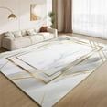 thumbnail image 1 of Modern White and Gold Marble Area Rugs 4x7ft Rug Luxury Golden Border Ombre Indoor Rugs Soft Washable Non Slip Carpet for Living Room Bedroom Study Room Dedcor Floor Mats, 1 of 6