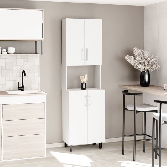 Modern White MDF Kitchen Storage | Dining Room Setup, Convenient Shelving