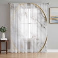 thumbnail image 1 of Modern White Marble Sheer Curtains 84 Inch Length 2 Panels Set, Abstract Gold Circle Geometric Voile Window Treatment Rod Pocket Curtains Sheers Drapes for Bedroom/Living Room/Kitchen 52"x84"x2, 1 of 7