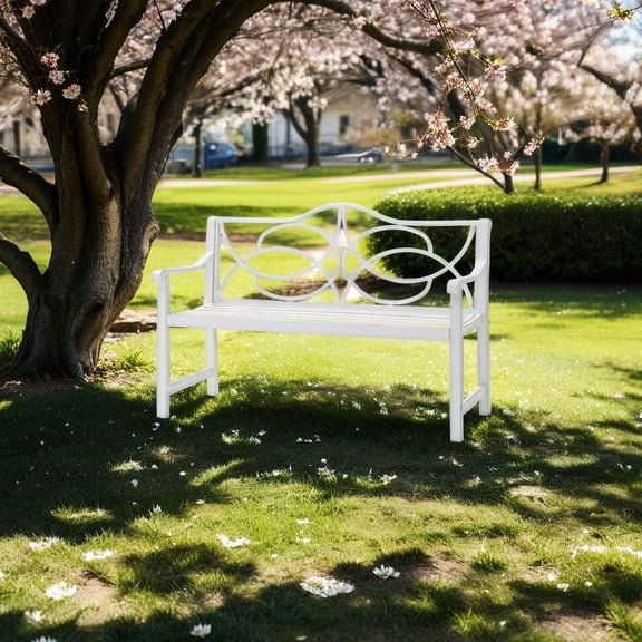 Modern White Metal - Comfortable 3-Seat Design - Garden and Balcony - Weatherproof Bench