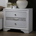 thumbnail image 1 of Modern White Nightstand Featuring 2 Drawers And Hidden Compartment With Silver Accents Transitional Style In Storage, 1 of 3