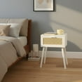 thumbnail image 1 of Modern White Nightstand with Rattan Drawer - Farmhouse Bedside Table, 1 of 7