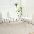 thumbnail image 1 of Modern White PU Dining Chairs with Cloth Upholstery & Electroplated Metal Legs – Multi-Purpose Home Furniture Set of 4 (Living Room, Dining Room, Kitchen & Bedroom), 1 of 9