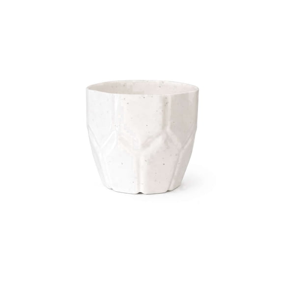 Modern White Planter Pot with Textured Geometric Design, Durable Decorative Round Flower Pot and Plant Container for Indoor and Outdoor Home Decor