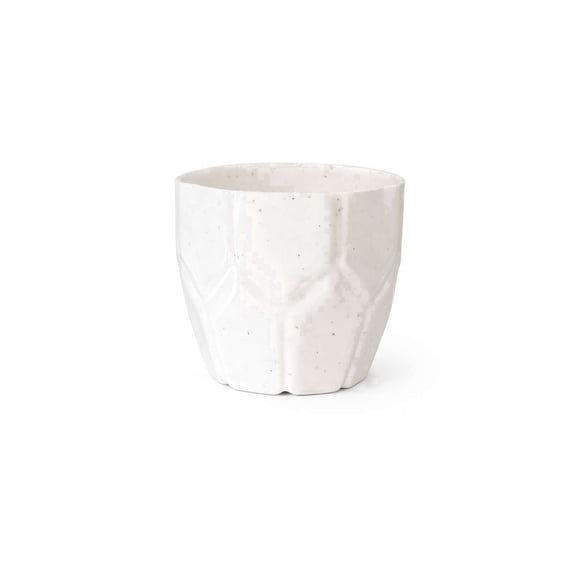 Modern White Planter Pot with Textured Geometric Design, Durable Decorative Round Flower Pot and Plant Container for Indoor and Outdoor Home Decor
