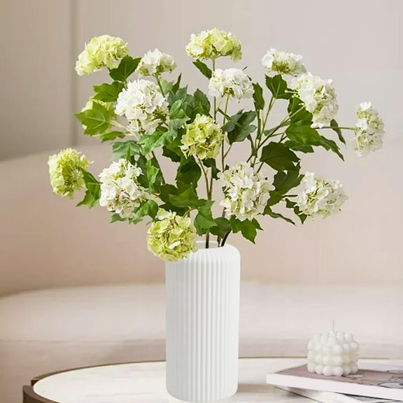 Modern White Plastic Flower Vase - Minimalist Tabletop Decor Shelf Accent Faux Floral Arrangement Holder Home Office Decor(White)