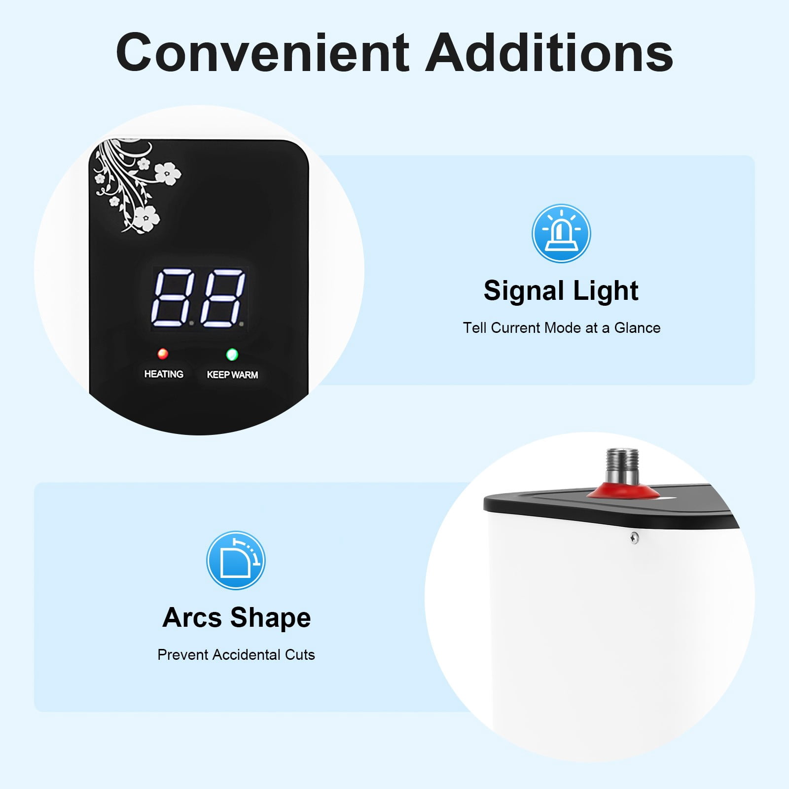 Modern White Rectangle Black Electric Mini Tank Water Heater for Kitchens, Cabinets and Bathrooms
