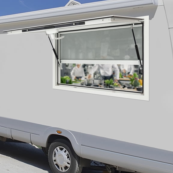 Modern White Rectangular Service Window For Food Trucks Serving Window 35 Inch*23 Inch