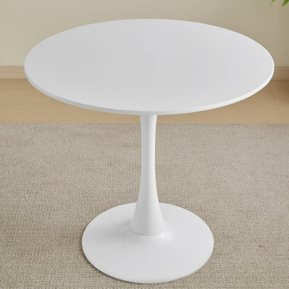 Modern White Round Dining Table 31.5-inch Tulip Design Kitchen Table for 2-4 - Mid-Century Style Easy Assembly Compact Table