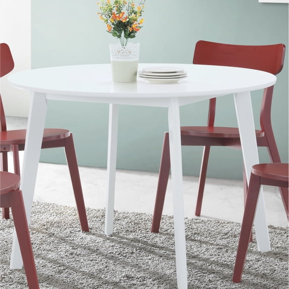 Modern White Round Dining Table - Contemporary Look, 41.94" W X D 29.88" H By Quality & Rubberwood Made