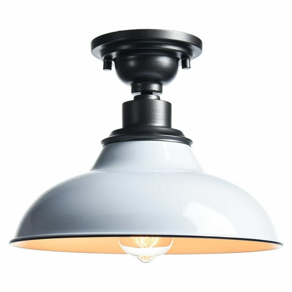 Modern White Semi Flush Mount Light Barn Style Ceiling Light Fixture