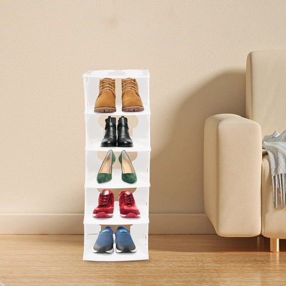 Modern White Shoe Rack 5-Tier Rectangular Shoe Rack Free Standing Shoe Rack for Entrances, Cloakrooms