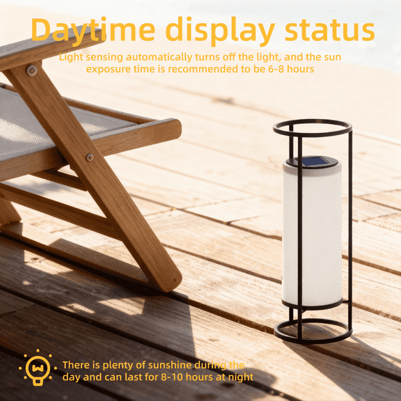 Modern White Solar Light with Black Metal Stand, White Cylindrical Outdoor Decorative Lighting Fixture,(White-1 Pack)