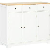 Modern White Storage Cabinet - Solid Wood Countertop, 3 Drawers, Adjustable Shelf, Doors For Kitchen Sideboard With Doors, Shelf Compact Organization