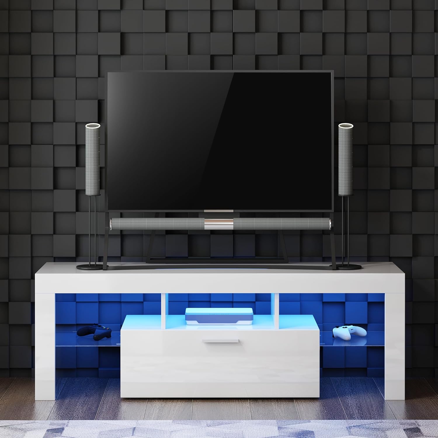 Modern White TV Stand for 32/40/50/55+ Inch TV, Entertainment Center TV