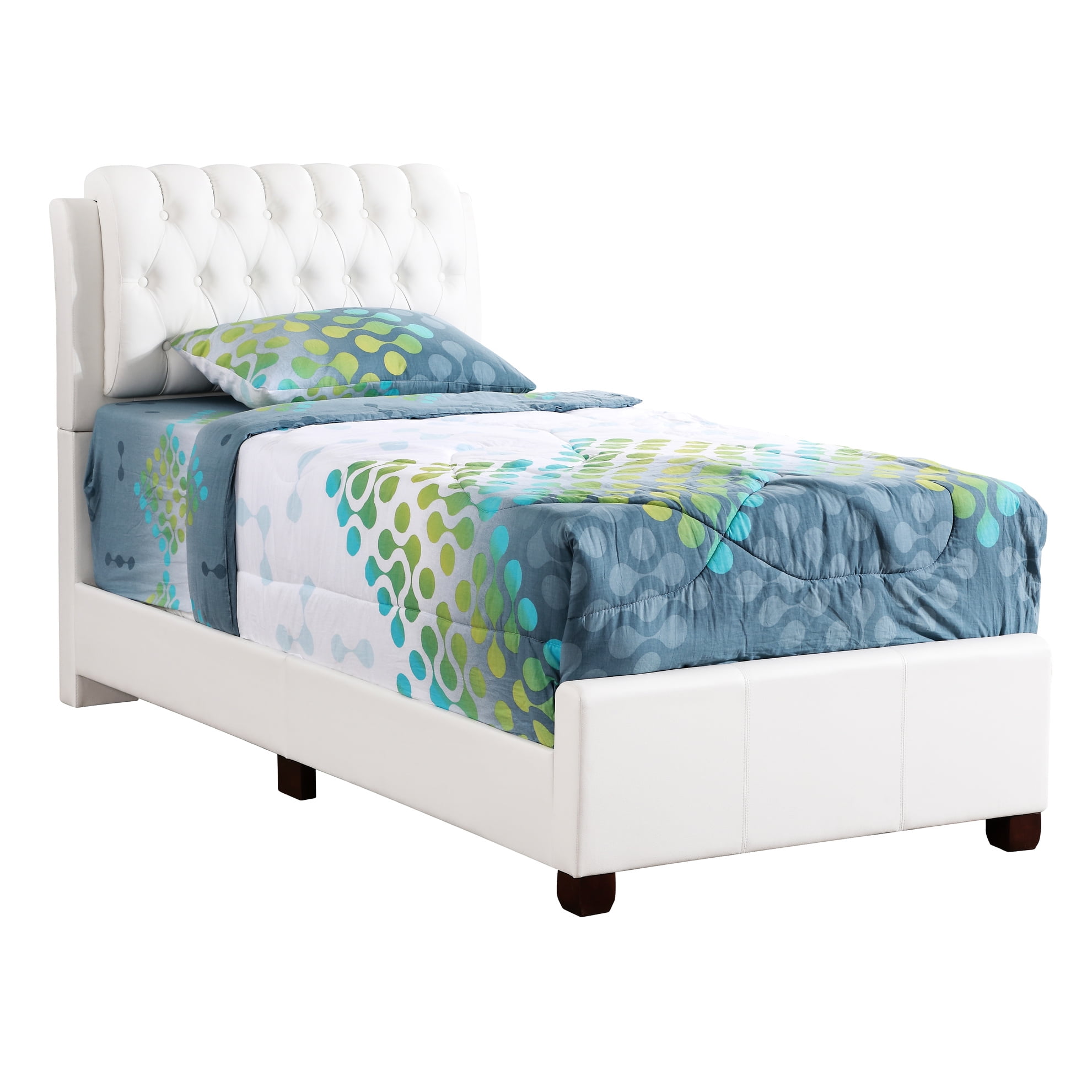 Modern White Twin Bed With And Sleek Features - 48