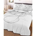 thumbnail image 1 of Modern White Twin Size Down Alternative Comforter, Lightweight Comforter Quilt Bedding Set with Pillow Shams Minimalist Abstract Ribbon A Sketch Rt All Seasons Bed Comforter Duvet Insert 68"x86", 1 of 7