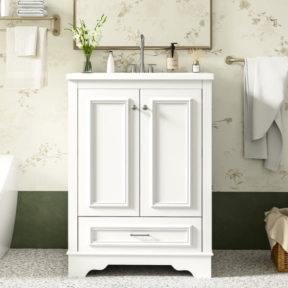 Modern White Vanity - Exquisite Hardware - Bathroom Interior - Long - term Performance