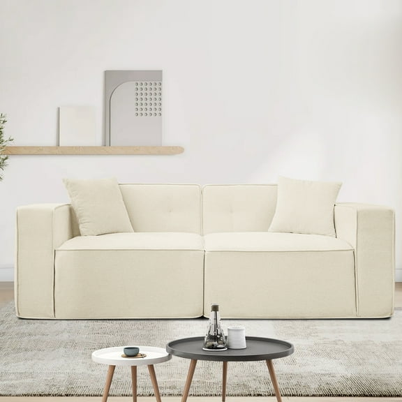 Modern White Velvet 3 Couch: Extra Heavy Duty With Charging & Storage Bag For Living Space, Bedroom, Apartment : Cushion Back Room,