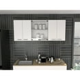 thumbnail image 1 of Modern White Wall Cabinet 150" - Two Close Cabinets, Open Shelves, Metal Handles, Built-in Dish Rack Holder Cabinet, For 2 Cabinets And Particle Board,, 1 of 6