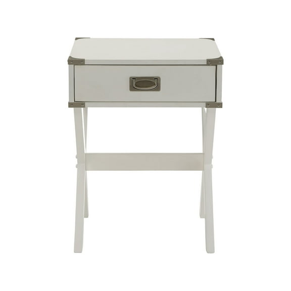 Modern White X-Shape Wooden Storage End Table