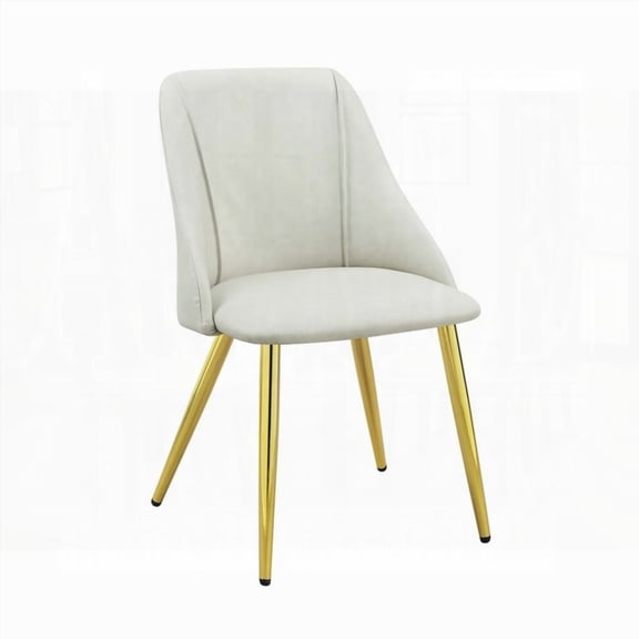 Modern White and Gold Tight Back Side Chairs (Set of 2) - With Durable Composite Frame