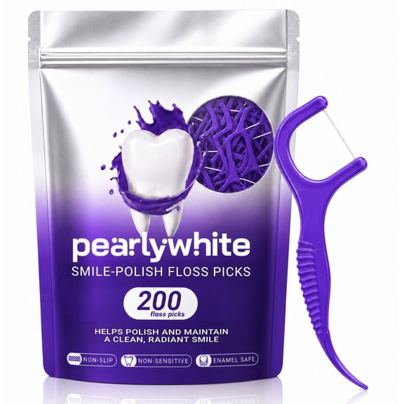 Modern Whites Pearly White V34 Dental Floss Picks - 200 Count
